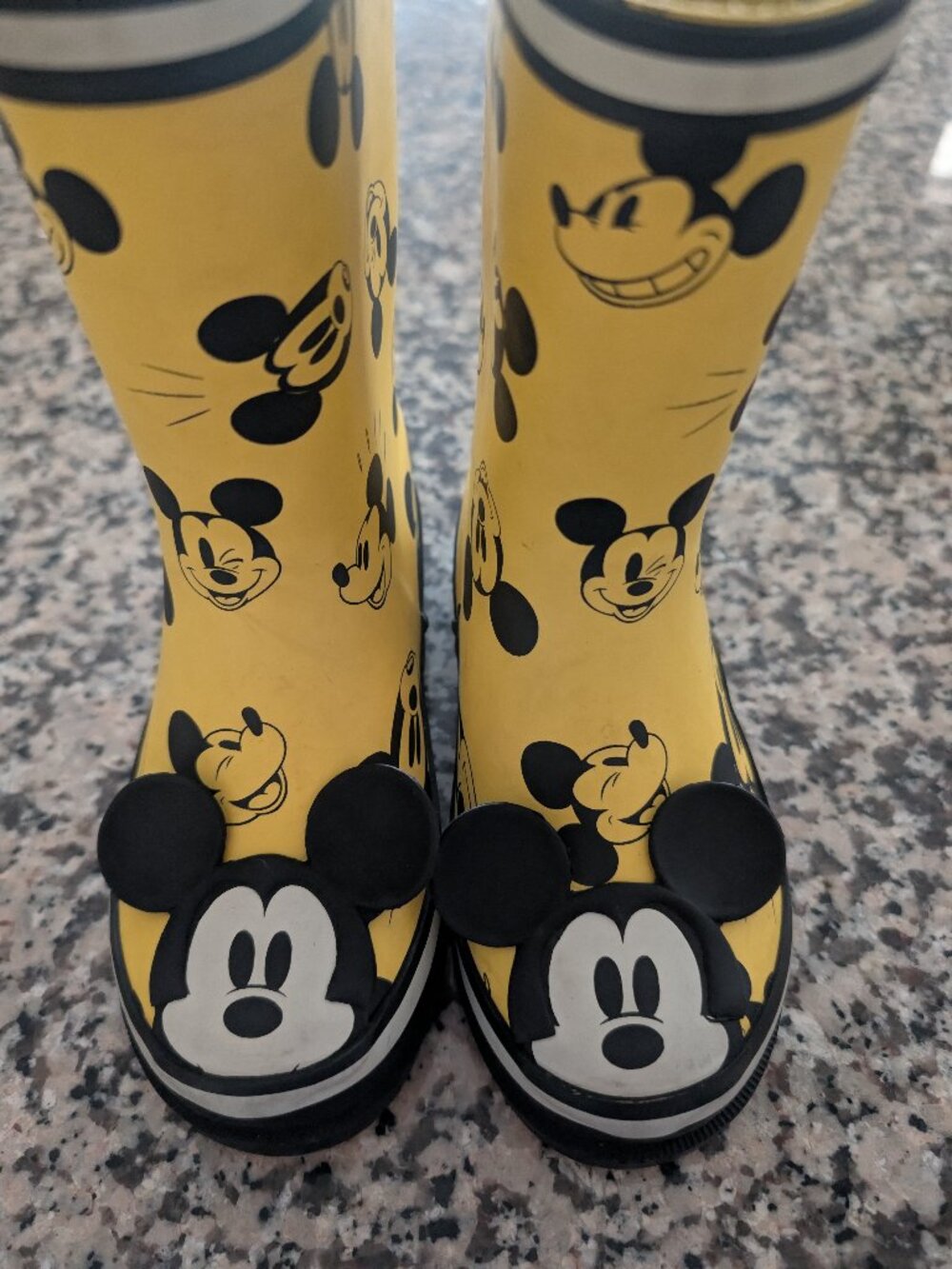 Disney Mickey Mouse Rain Boots Kids Size 10 Yellow Waterproof